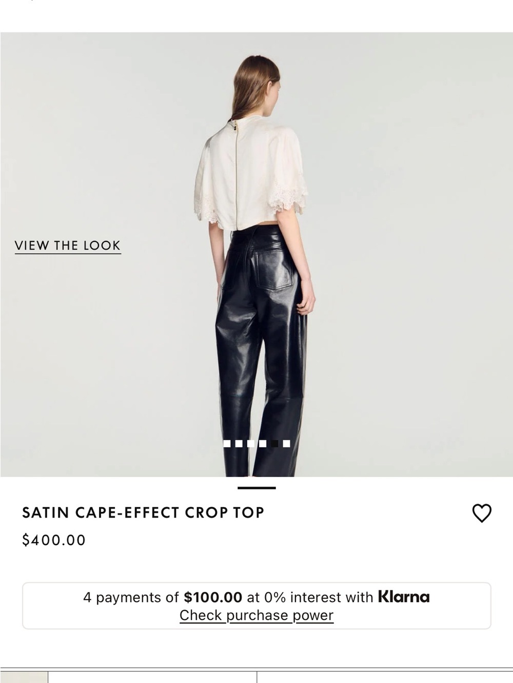 Sandro Satin Cape-Effect Crop Top - Cream - Picture 3 of 5